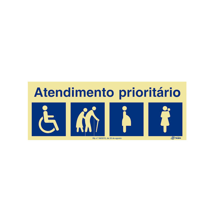 Sinal de Atendimento Prioritário - PVC Opaco 200x70mm
