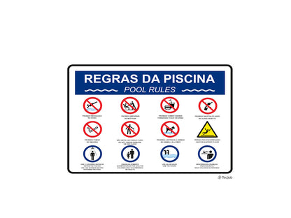 Sinal de Regras da Piscina