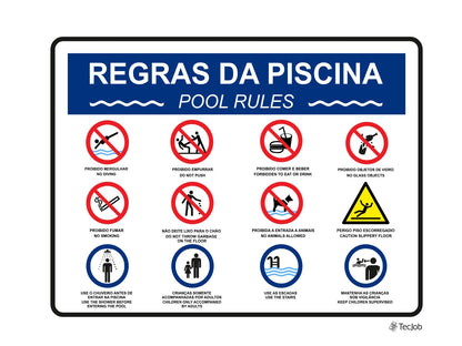 Sinal de Regras da Piscina