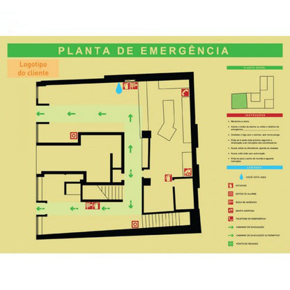 Planta de Emergência 600x400 mm (A2) - Segurança Primeiro