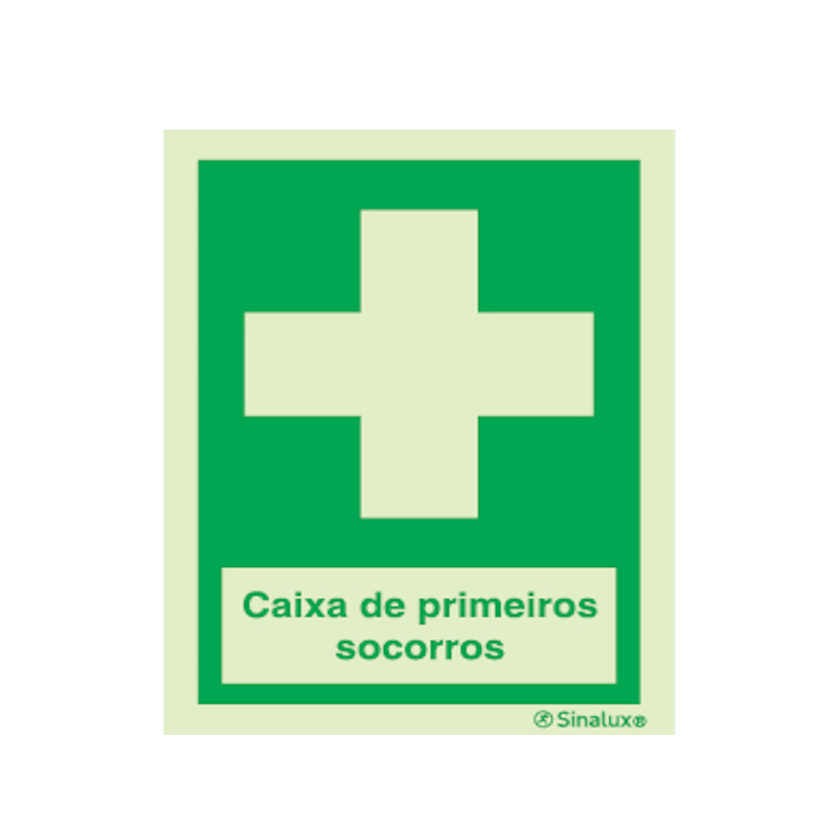 Sinal Caixa de Primeiros Socorros 150x200mm - PVC Fotoluminescente